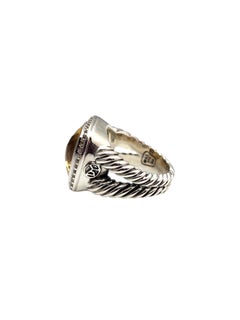 David Yurman Sterling Silver Citrine and Diamond Albion Ring 14mm #25267