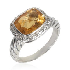 David Yurman Sterling Silver Citrine and Diamond Noblesse Ring