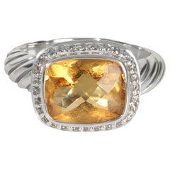 David Yurman Sterling Silver Citrine and Diamond Noblesse Ring