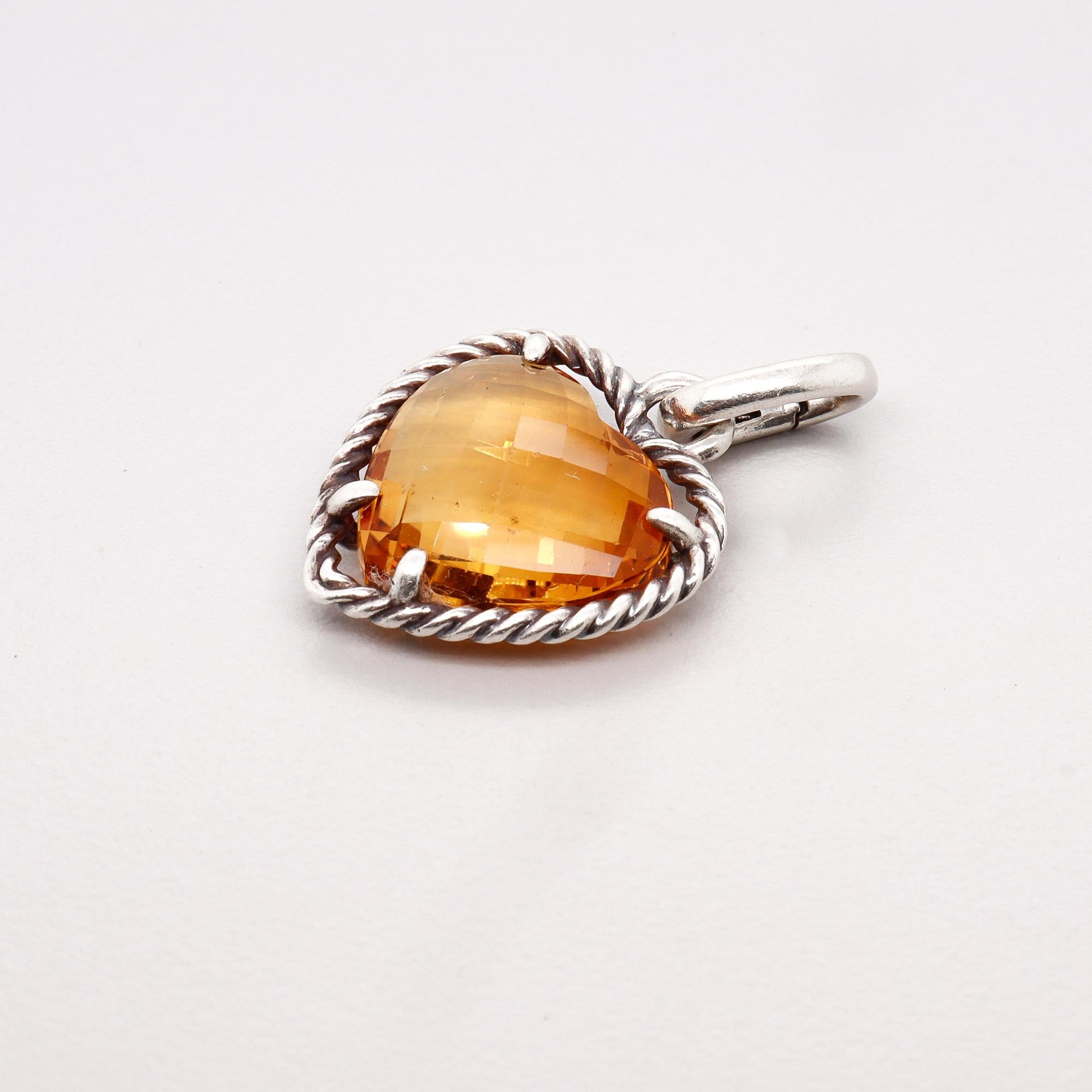 David Yurman Sterling Silber & Citrin Figural Herz Anhänger / Anhänger Enhancer im Angebot 6