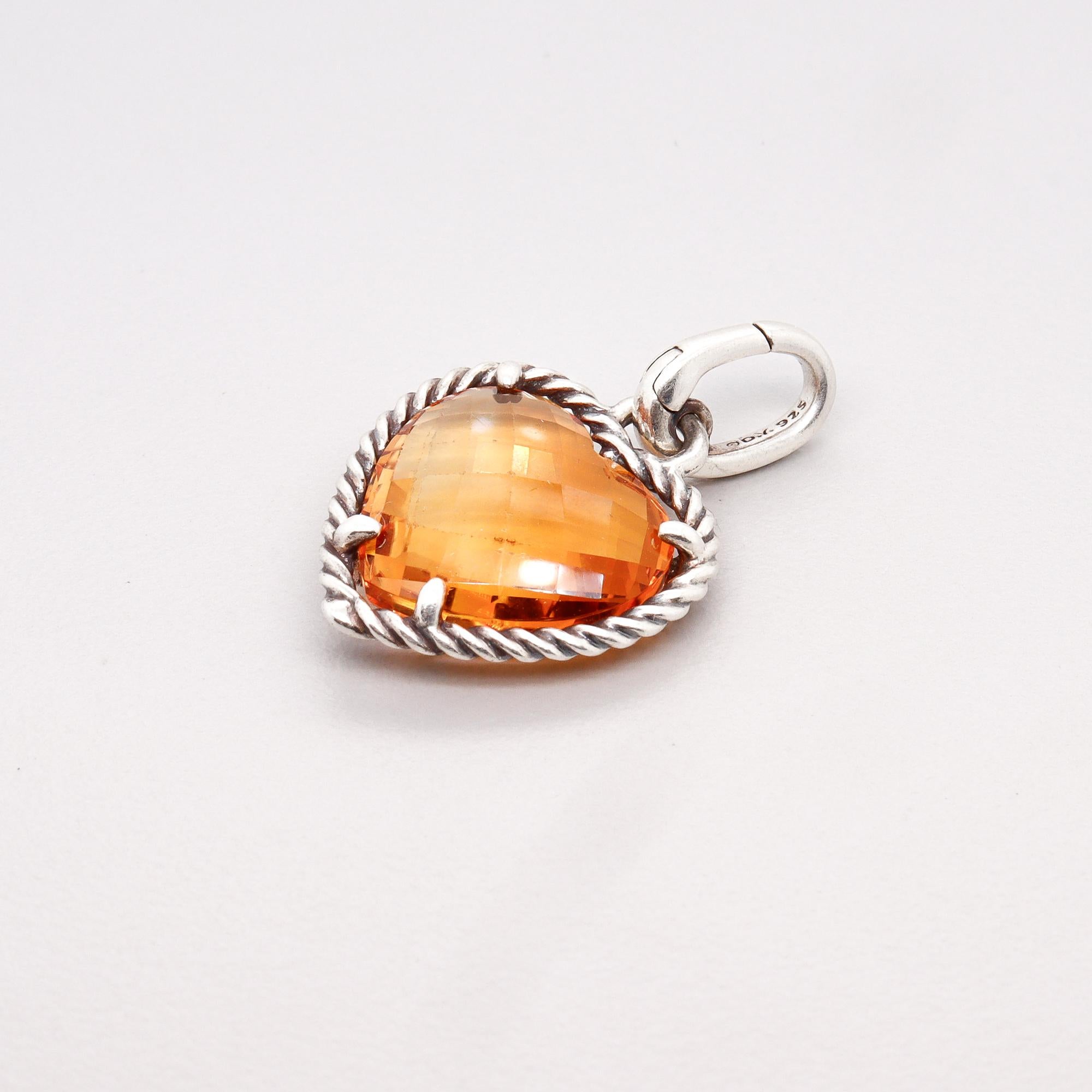David Yurman Sterling Silber & Citrin Figural Herz Anhänger / Anhänger Enhancer Damen im Angebot
