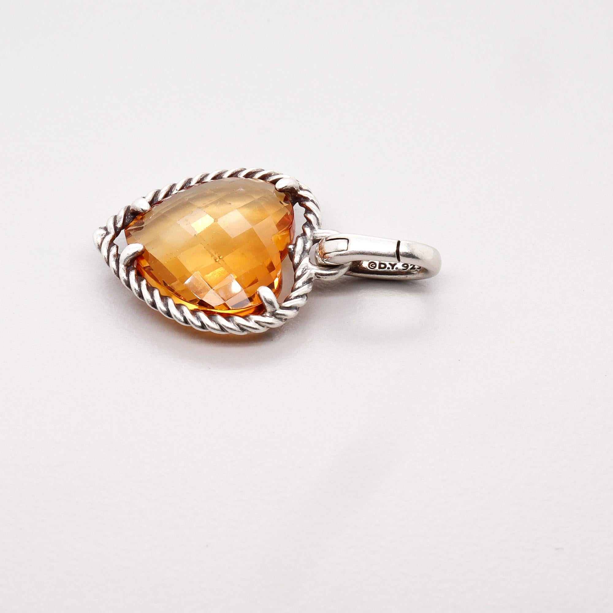 David Yurman Sterling Silber & Citrin Figural Herz Anhänger / Anhänger Enhancer im Angebot 1