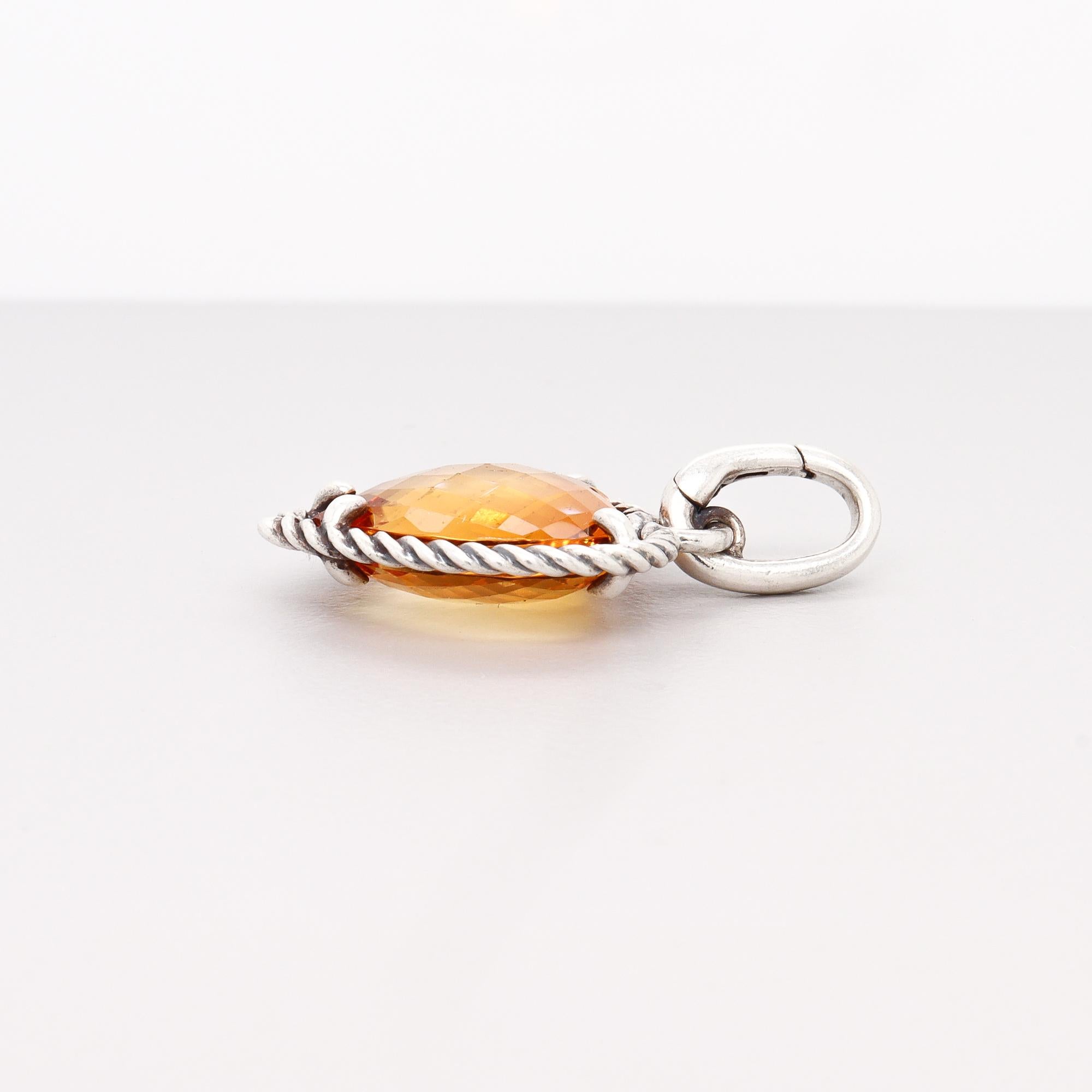 David Yurman Sterling Silber & Citrin Figural Herz Anhänger / Anhänger Enhancer im Angebot 2