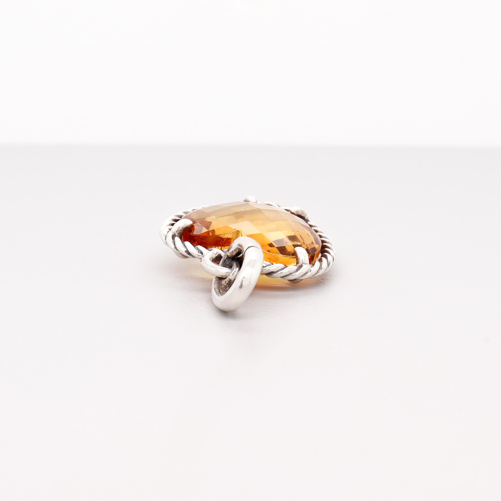 David Yurman Sterling Silber & Citrin Figural Herz Anhänger / Anhänger Enhancer im Angebot 3