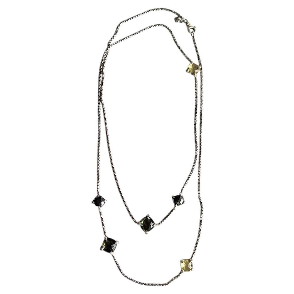 David Yurman Sterling Silver Citrine Hematite Diamond Chatelaine Necklace