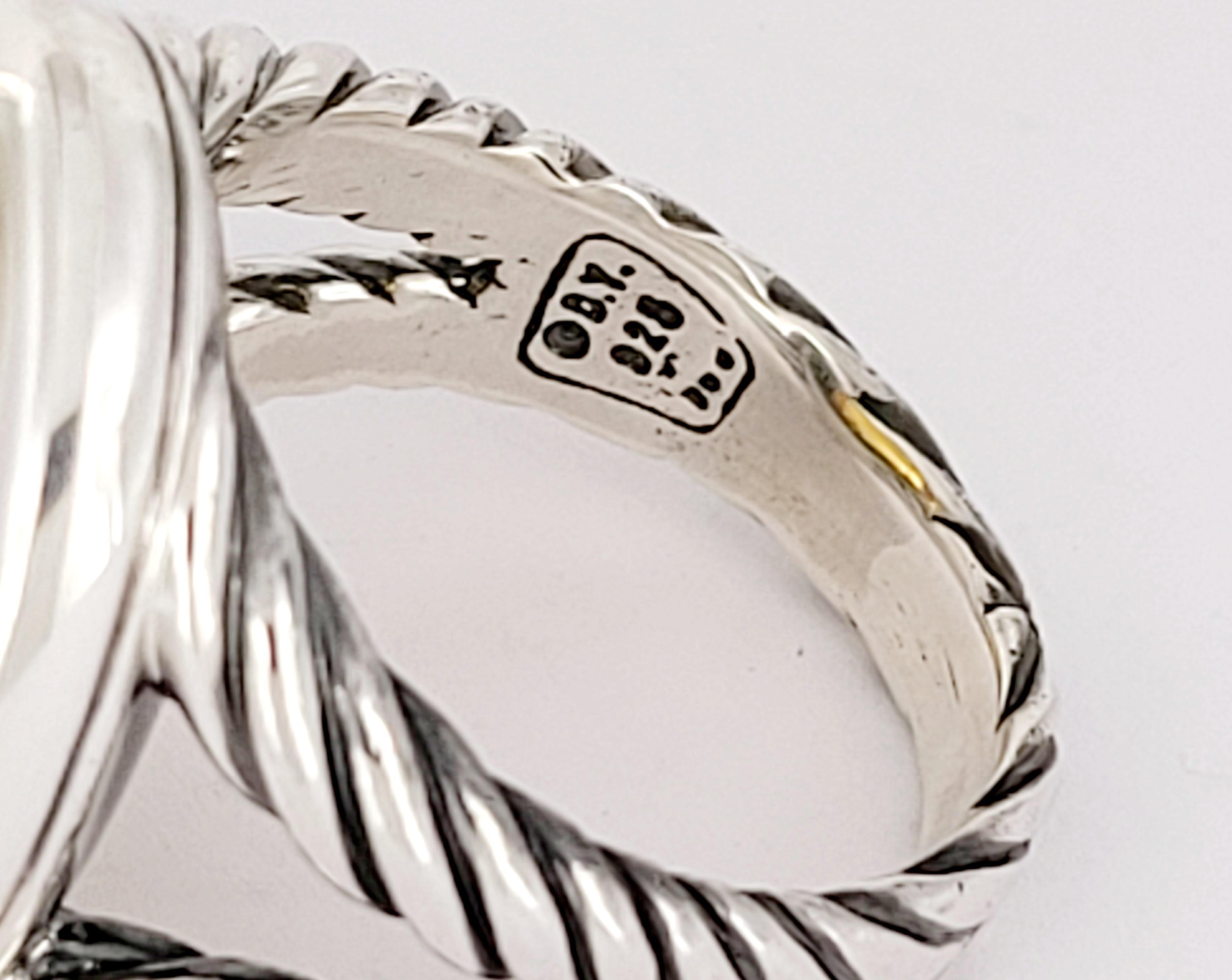 David Yurman Sterling Silver Citrine Oval Ring Size 7.75 For Sale 1