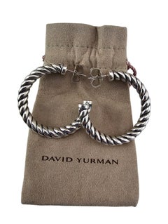 David Yurman Orecchini classici a cerchio con cavo in argento 925 con astuccio #23661