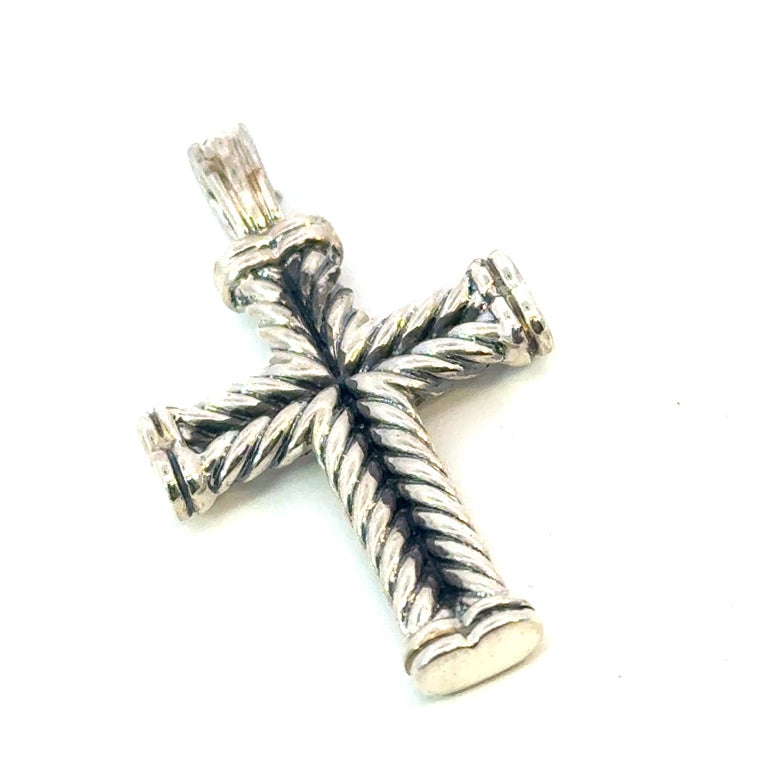 David Yurman Sterling Silver Cross Pendant Estate DY697 photo 2