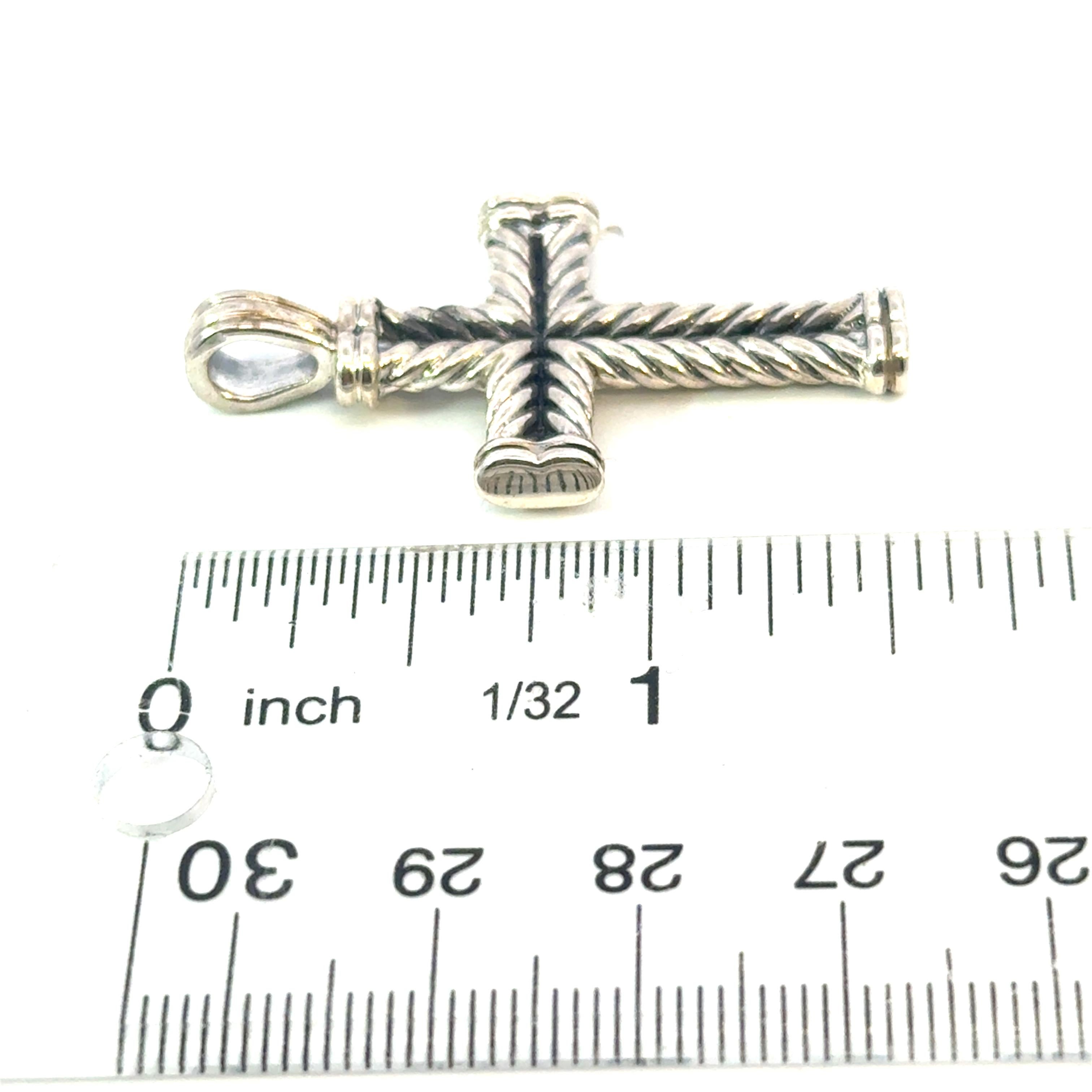 David Yurman Sterling Silver Cross Pendant Estate For Sale 1
