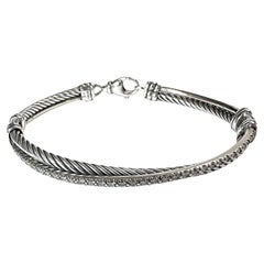 David Yurman Sterling Silver Crossover Collection Bracelet with Diamonds