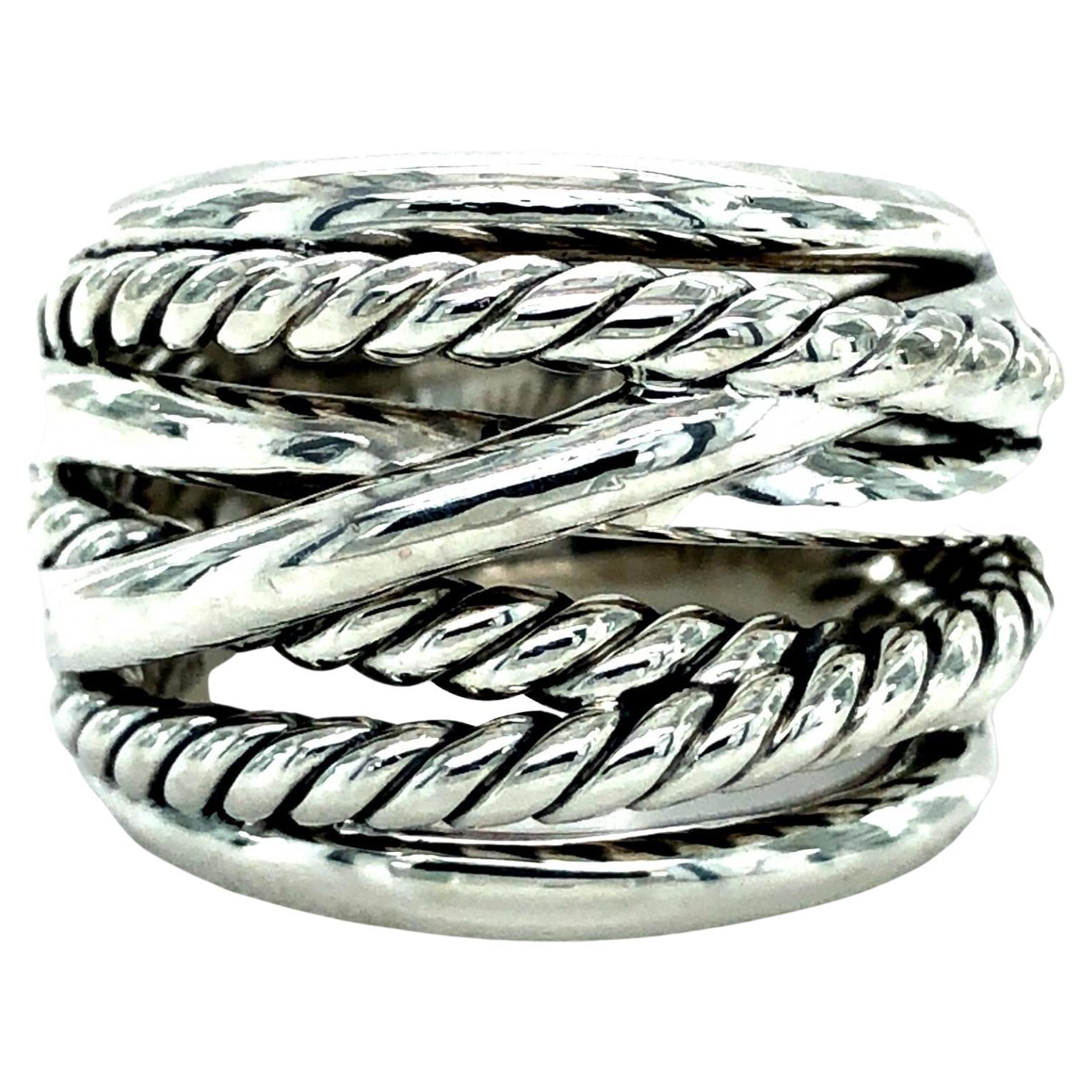David Yurman Sterling Silver Crossover Collection Wide Cable Ring at ...