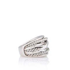 Anillo ancho con diseño entrecruzado de plata de ley de David Yurman - Talla 8