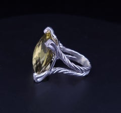 David Yurman Sterling Silver Cushion on Point 20mm Lemon Citrine