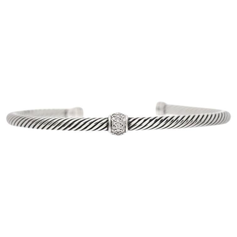 DAVID YURMAN Bracelet câble Classics de 4 mm en argent sterling et diamants