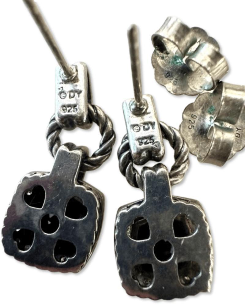 A. David Yurman - Orecchini a goccia in argento sterling con diamanti e onice nero In condizioni ottime in vendita a New York, NY