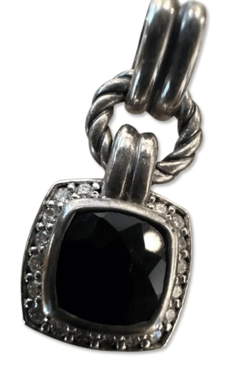 da uomo o donna A. David Yurman - Orecchini a goccia in argento sterling con diamanti e onice nero in vendita