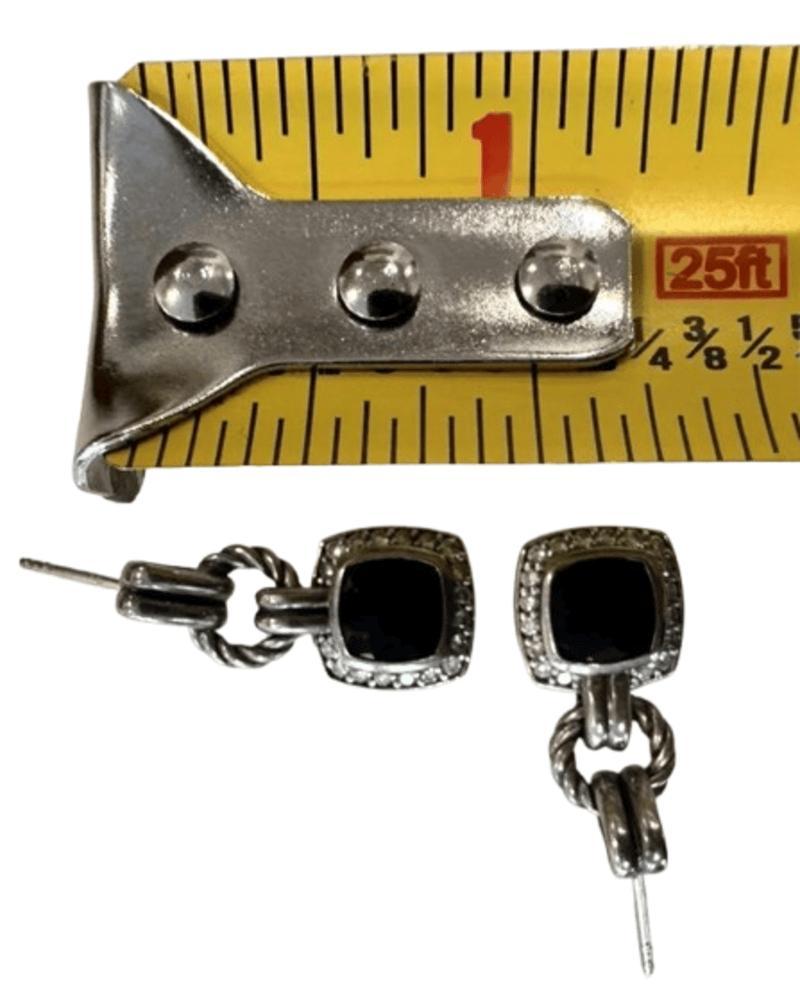 A. David Yurman - Orecchini a goccia in argento sterling con diamanti e onice nero in vendita 1