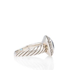 Anello Noblesse di David Yurman in argento sterling con diamanti e topazio blu - Misura 5