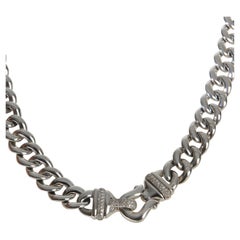 David Yurman Sterling Silver Diamond Buckle Necklace