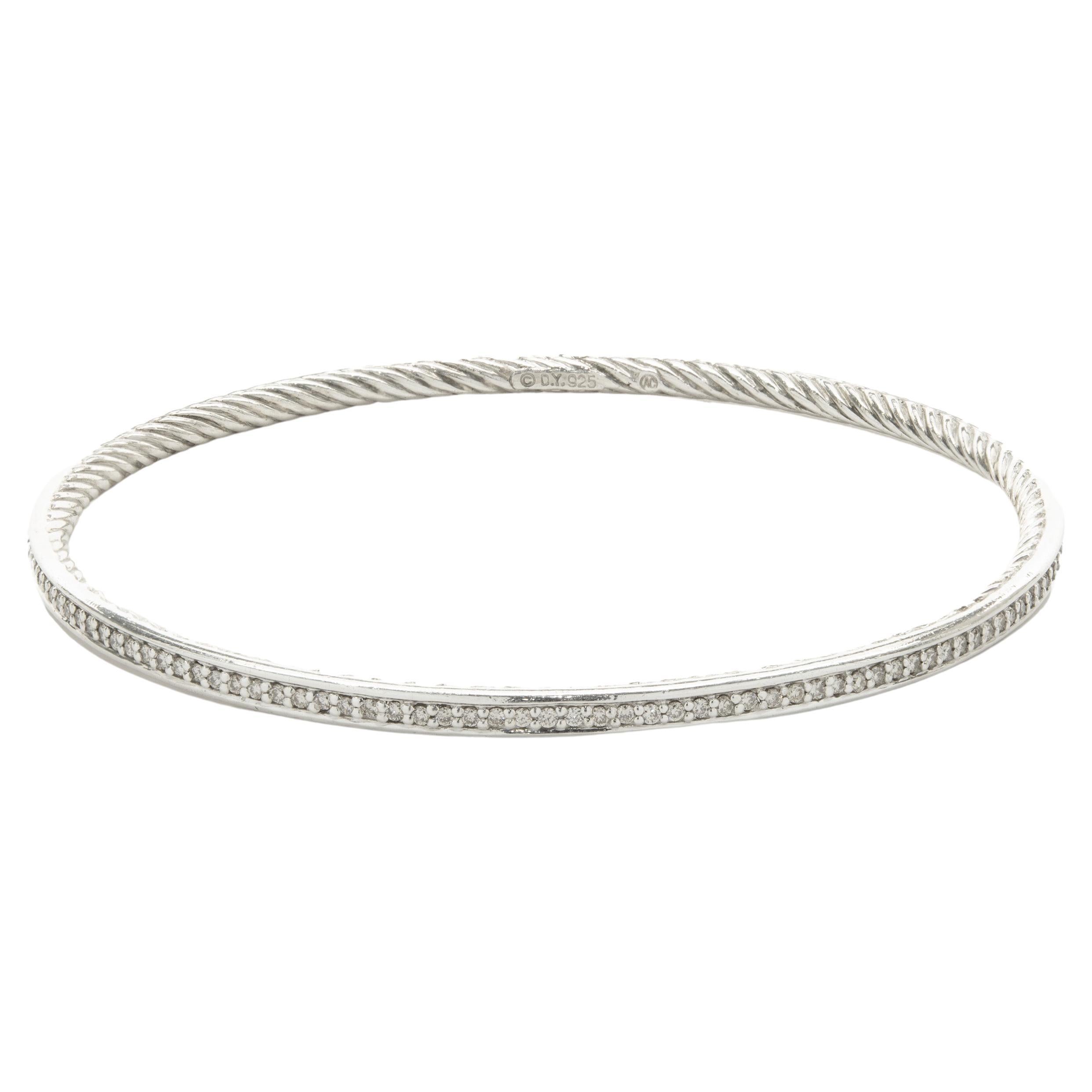David Yurman Sterling Silber Diamant Kabel Armreif Armband