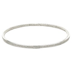 David Yurman Sterling Silver Diamond Cable Bangle Bracelet