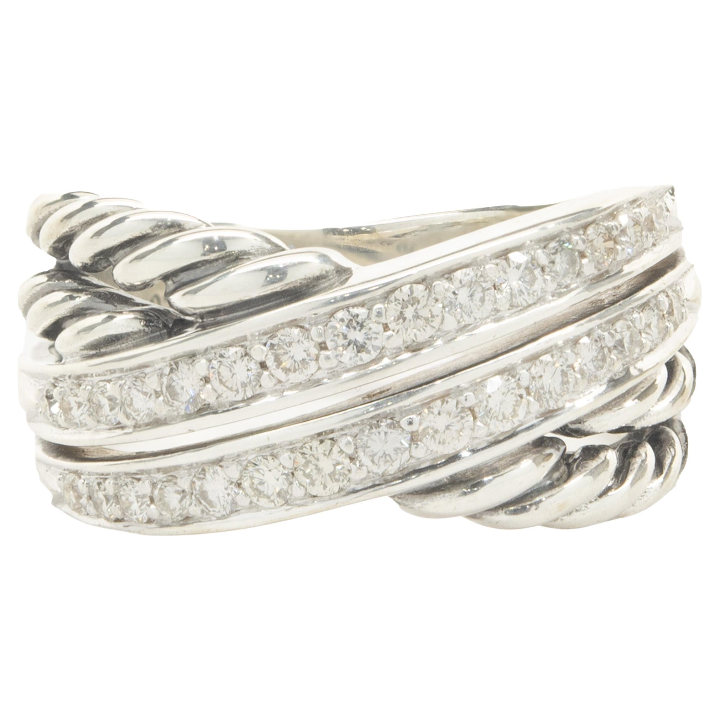David Yurman Diamond Crossover Ring in Sterling Silver For Sale at ...