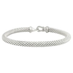 David Yurman Sterling Silver Diamond Cable Cuff Bracelet