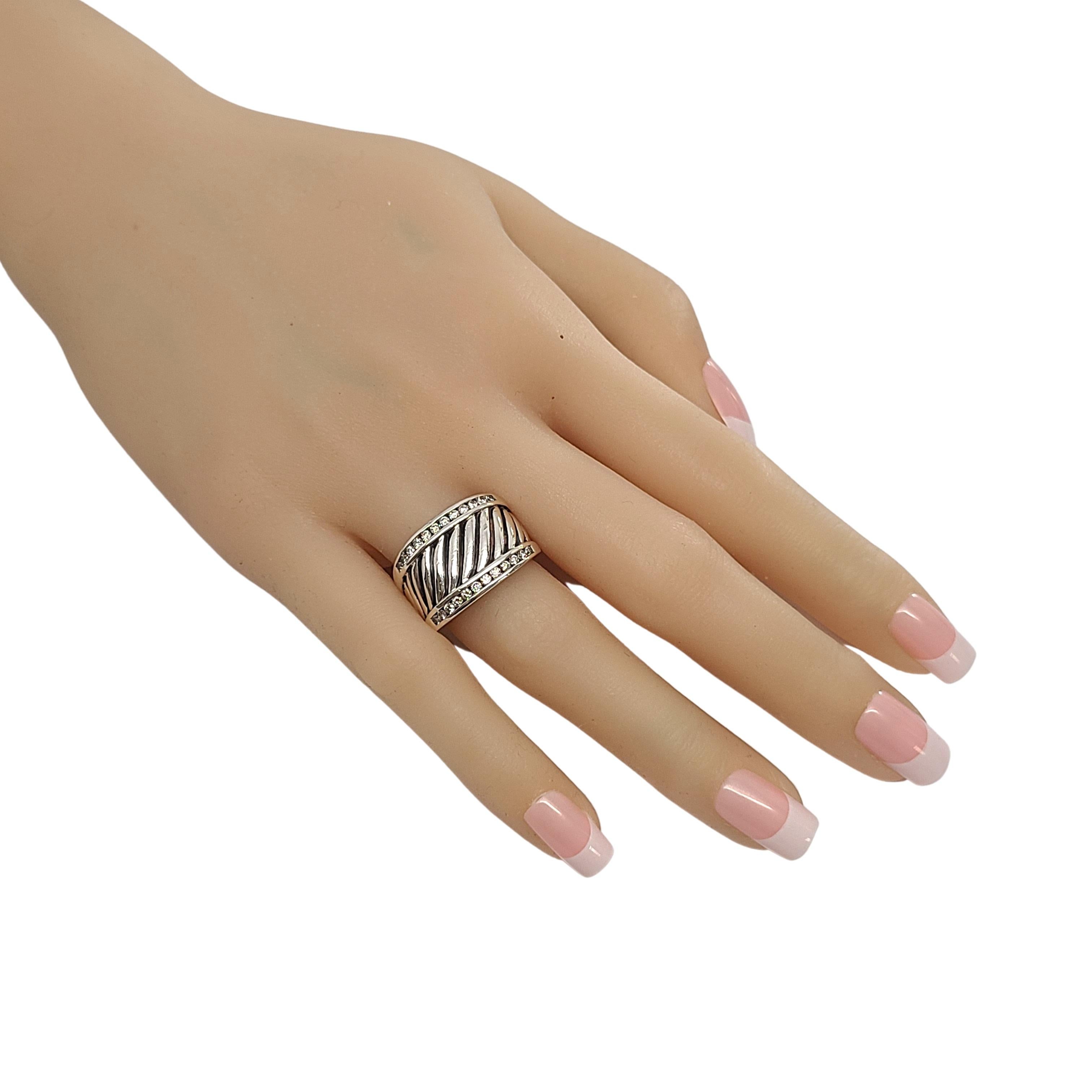 David Yurman Sterling Silver Diamond Cigar Cable Ring 3