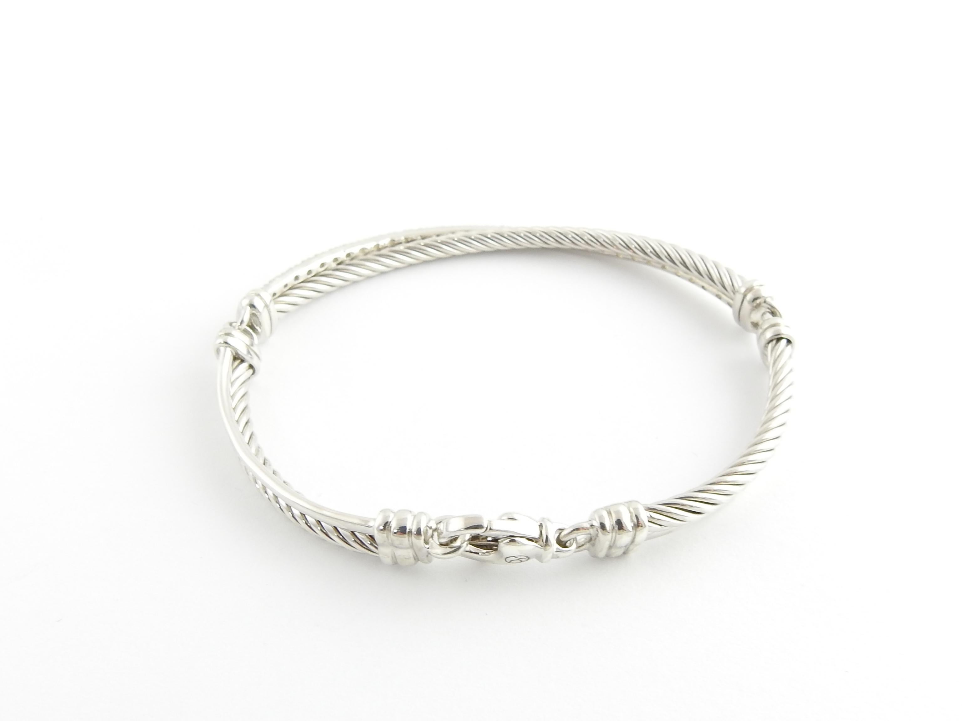 Women's or Men's David Yurman Sterling Silver Diamond Crossover Cable Bracelet