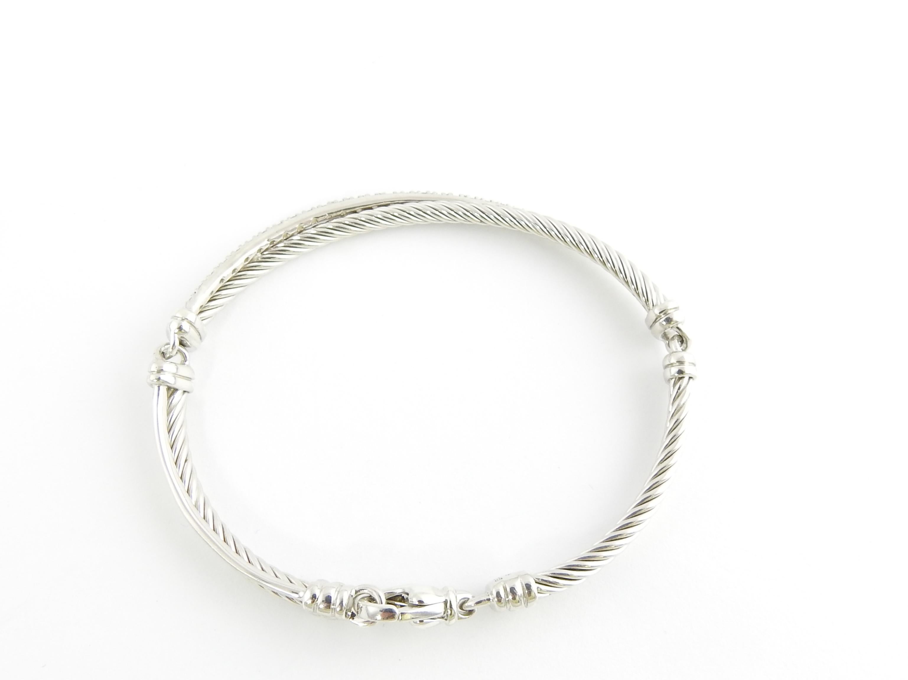David Yurman Sterling Silver Diamond Crossover Cable Bracelet 1