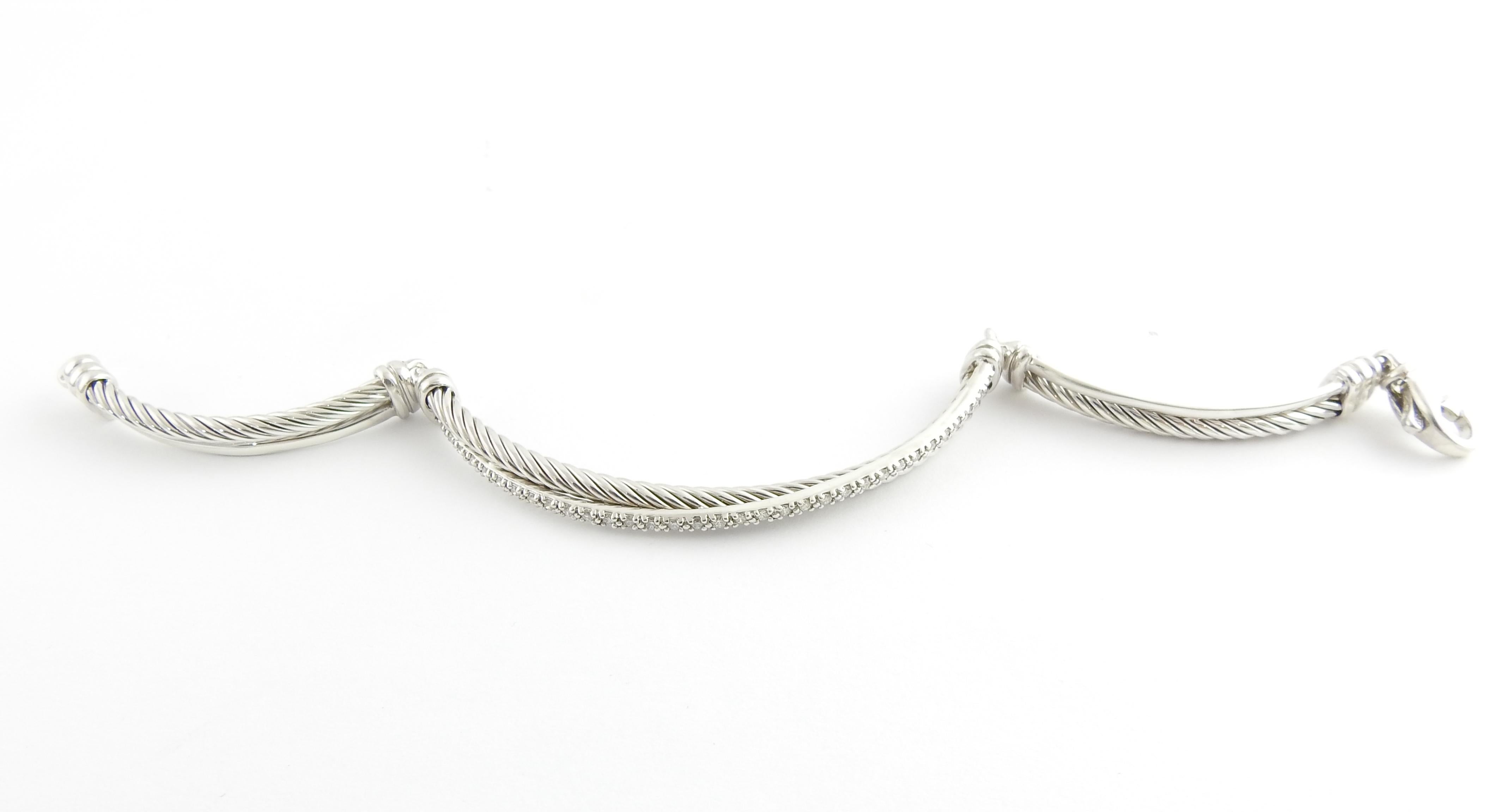 David Yurman Sterling Silver Diamond Crossover Cable Bracelet 2
