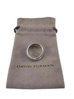 David Yurman Sterling Silver Diamond Crossover Ring Size 7 w/Pouch #24655