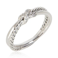 David Yurman Sterling Silver Diamond Crossover X Ring