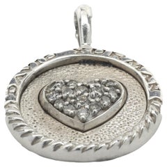 David Yurman Sterling Silver Diamond Heart Circle Pendant