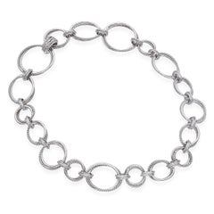 David Yurman Sterling Silver Diamond Infinity Hoop Necklace