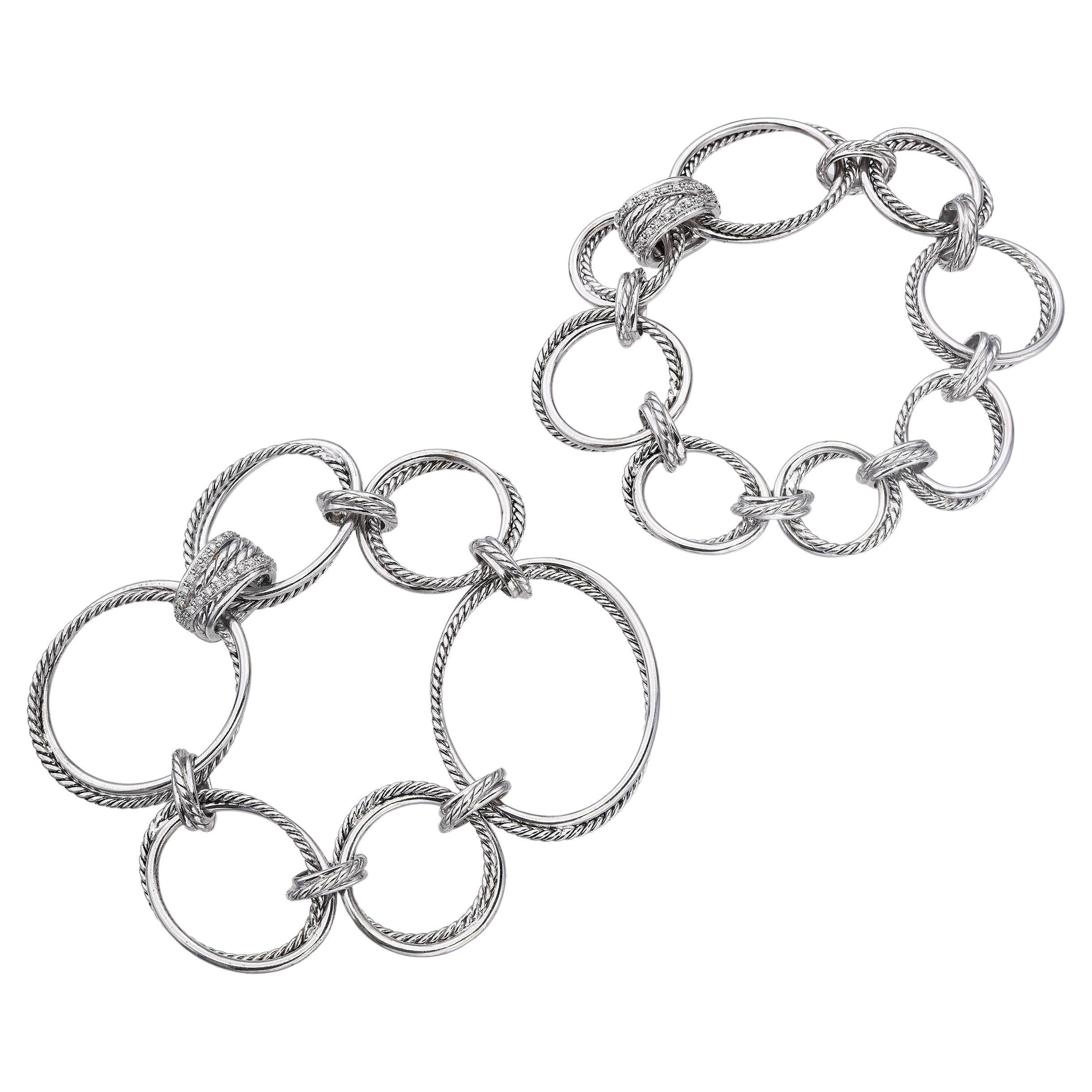 David Yurman Pulsera de Plata de Ley con Lazo Infinito de Diamantes Modificable