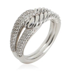David Yurman Sterling Silver Diamond Labyrinth Single Loop Ring