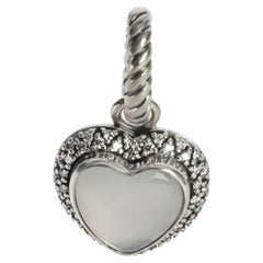 David Yurman Sterling Silver Diamond Moon Quartz Heart Pendant