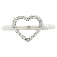 David Yurman Sterling Silver Diamond Open Heart Cable Ring