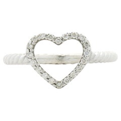 David Yurman Sterling Silver Diamond Open Heart Cable Ring