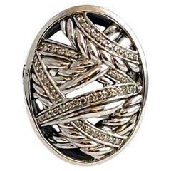 David Yurman Bague Papyrus ovale en argent sterling et diamants