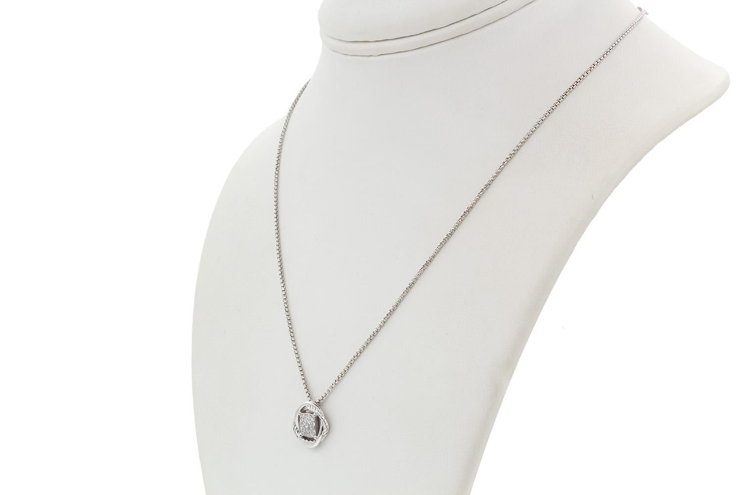 David Yurman Sterling Silver & Diamond Pave Infinity Cable Necklace Pendant 4