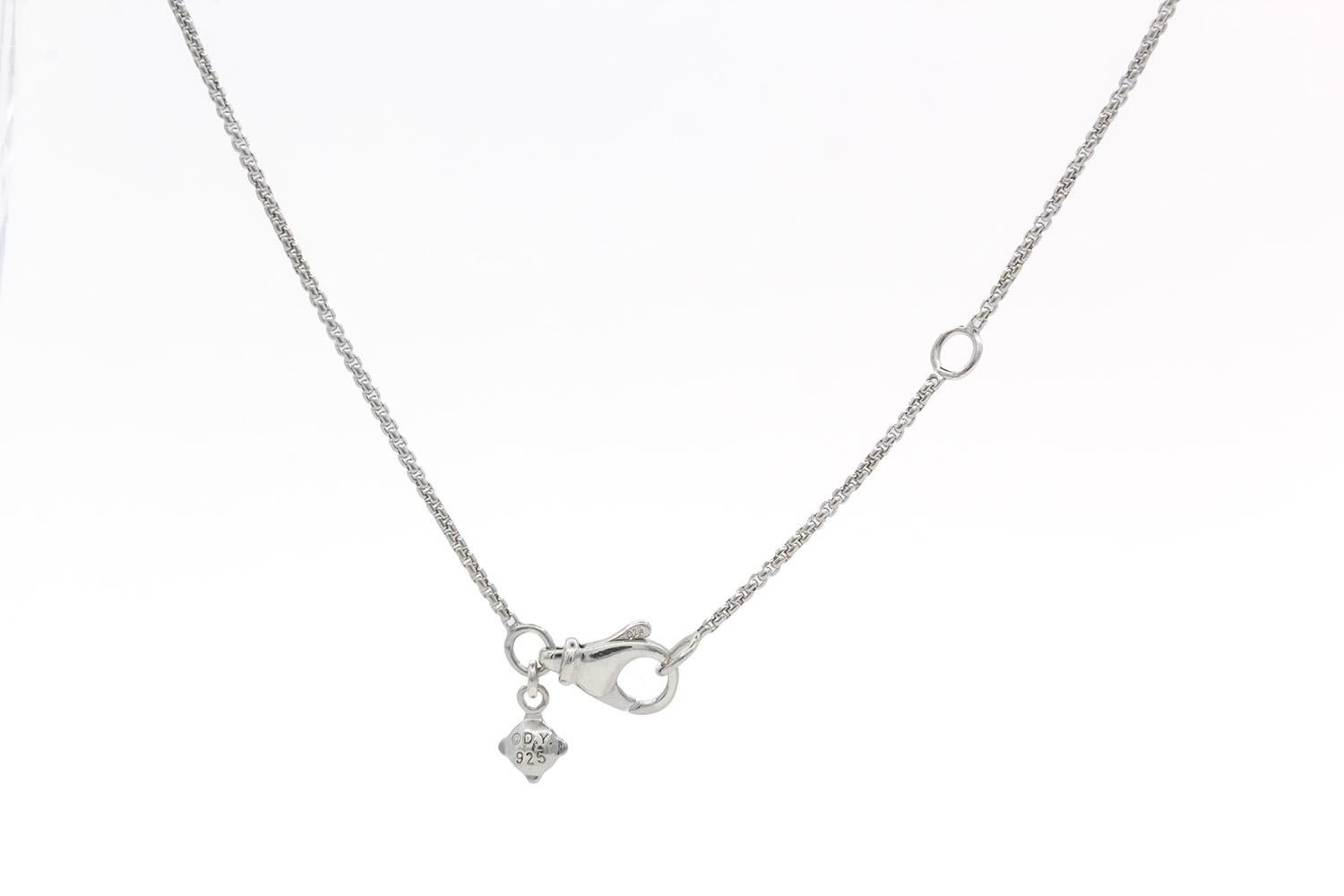 David Yurman Sterling Silver & Diamond Pave Infinity Cable Necklace Pendant In Excellent Condition In Tustin, CA