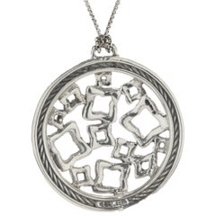 David Yurman Sterling Silver Diamond Quatrefoil Disc Necklace