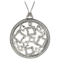 David Yurman Sterling Silver Diamond Quatrefoil Disc Necklace