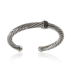 David Yurman Sterling Silver Diamond Single Station Cable Bracelet