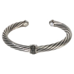 David Yurman Sterling Silver Diamond Single Station Cable Bracelet