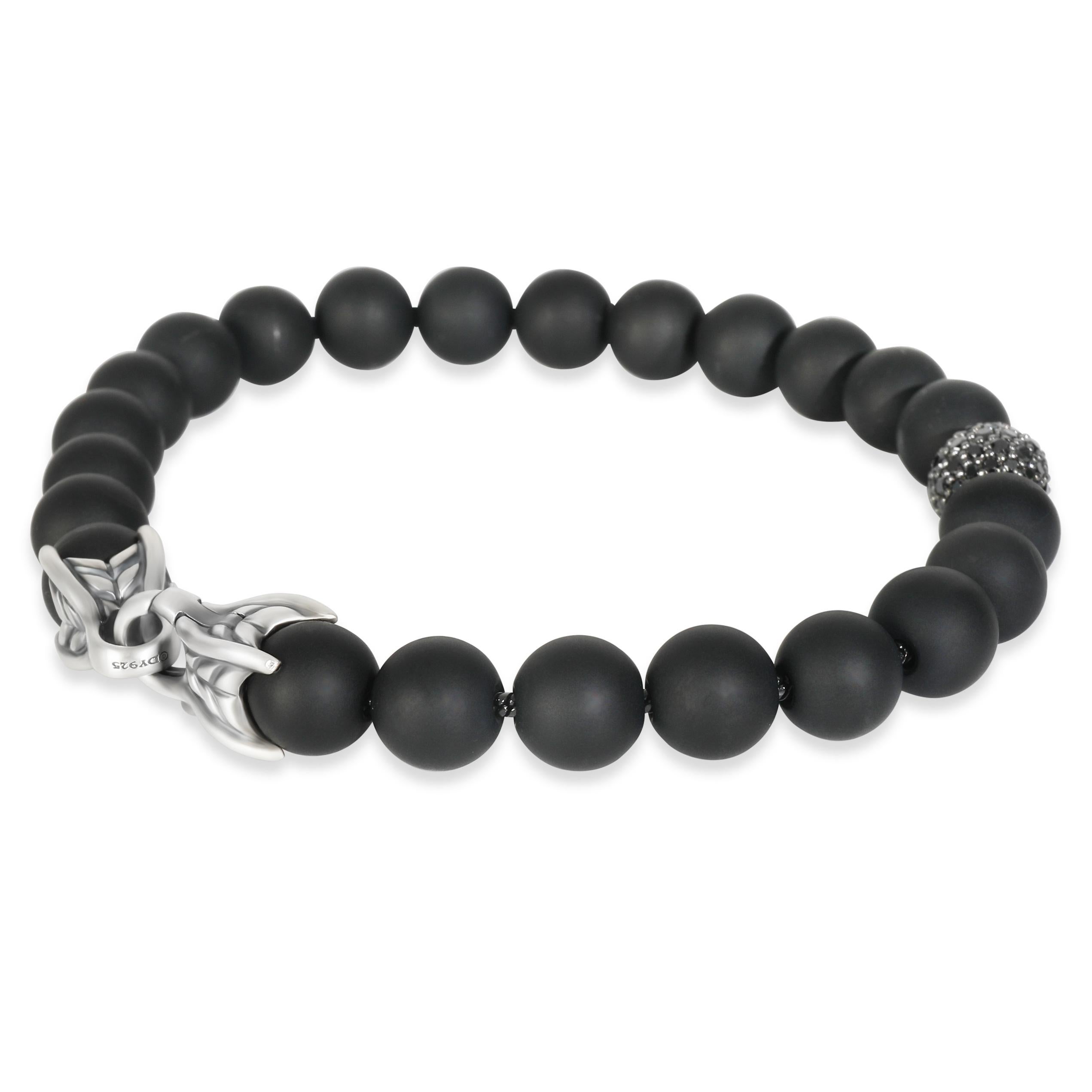 De los hombres David Yurman Pulsera de cuentas espirituales de plata de ley con diamantes en venta
