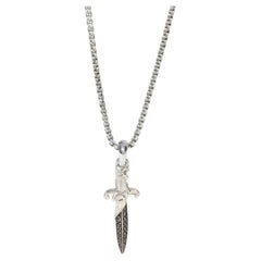 David Yurman Sterling Silver Diamond Waves Dagger Pendant