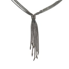 David Yurman Sterling Silver Diamond Willow Drop Tassel Necklace